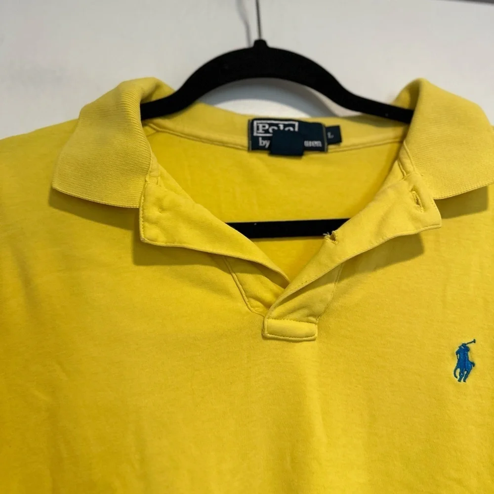 VTG Y2K POLO RALPH LAUREN Sz:L Bright Yellow Cotton Polo Short Sleeve Shirt.